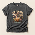Caffeinated And Cat Managed Comfort Colors tee in Pepper