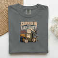 Clocked In For Lap Duty graphic tee in Pepper, folded mockup