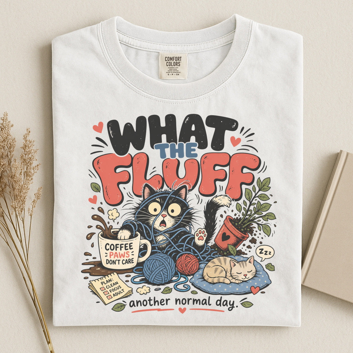 What The Fluff graphic tee in White, folded flat lay