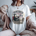 Poured a Glass Pet the Cat graphic tee in White, folded flat lay