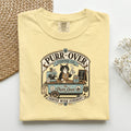 Purr-Over Coffee Co. graphic tee in Burnt Orange, folded flat lay