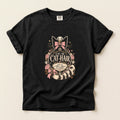 Eau De Cat Hair graphic tee in Black, folded flat lay
