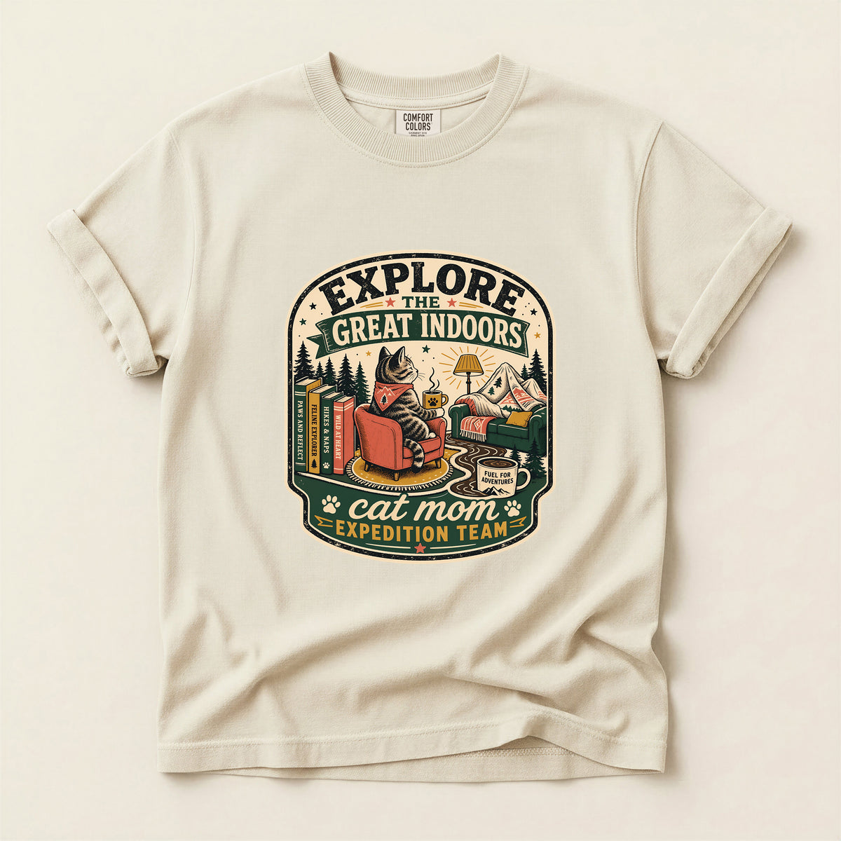 Explore The Great Indoors graphic tee in Ivory, folded flat lay