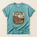 Explore The Great Indoors graphic tee in Seafoam, folded flat lay