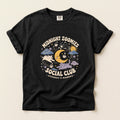 Midnight Zoomies Social Club graphic tee in Black, folded flat lay