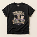 Domestically Supervised graphic tee in Black, folded flat lay