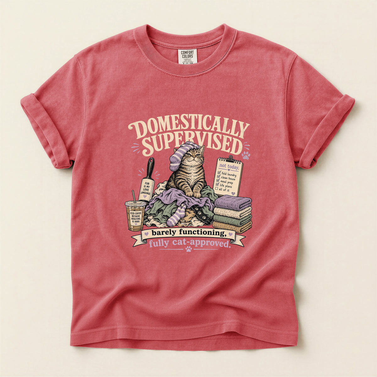 Domestically Supervised graphic tee in Watermelon, folded flat lay