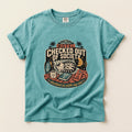Checked Out of Society graphic tee in Seafoam, folded flat lay