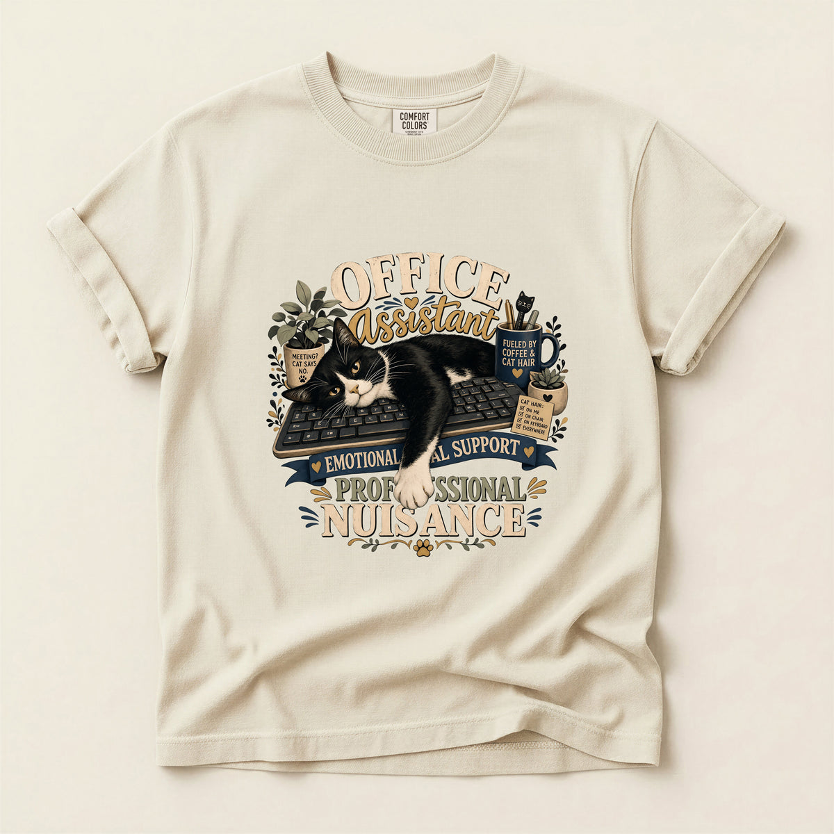 Office Assistant graphic tee in Ivory, folded flat lay