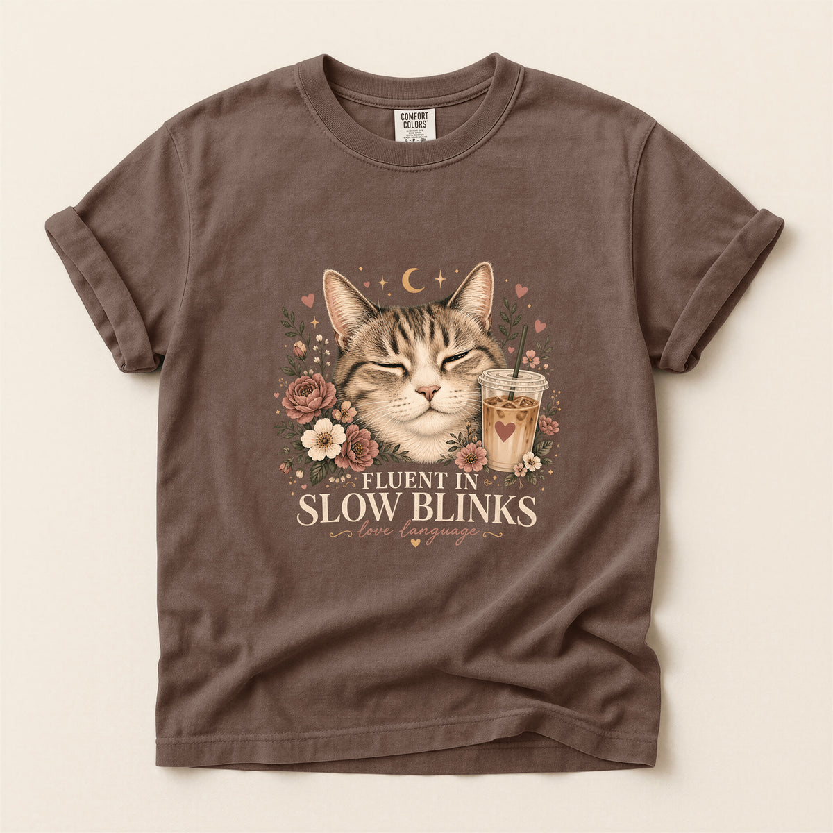 Fluent In Slow Blinks – Espresso Comfort Colors tee