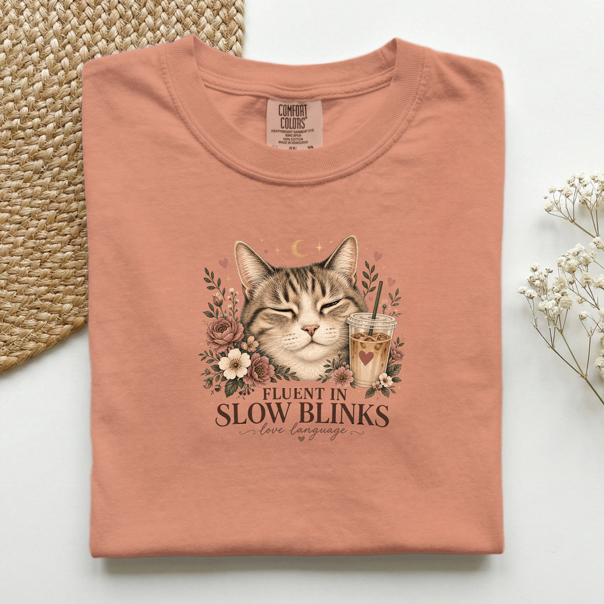 Fluent In Slow Blinks – Terracotta Comfort Colors tee
