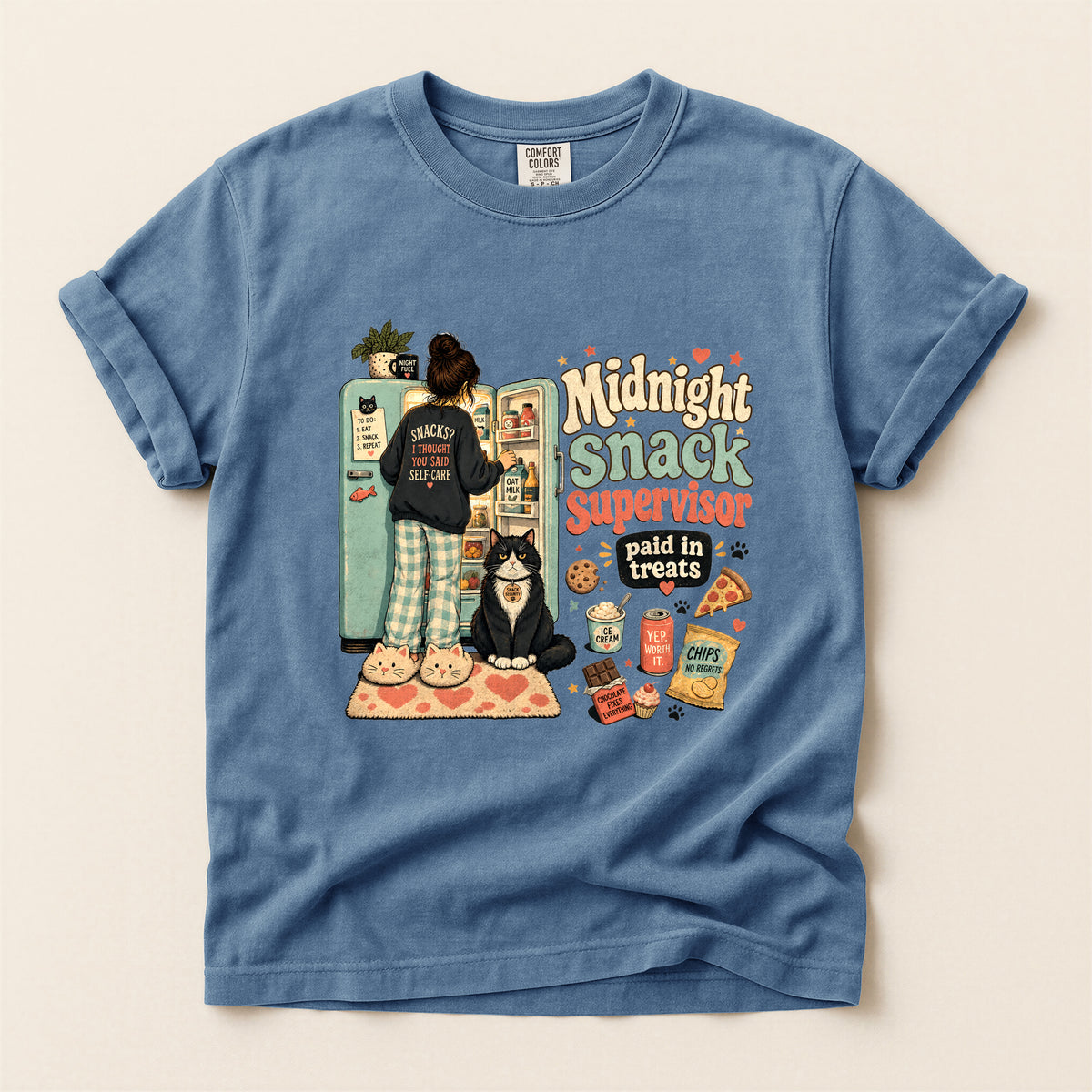 Midnight Snack Supervisor – Blue Jean Comfort Colors tee