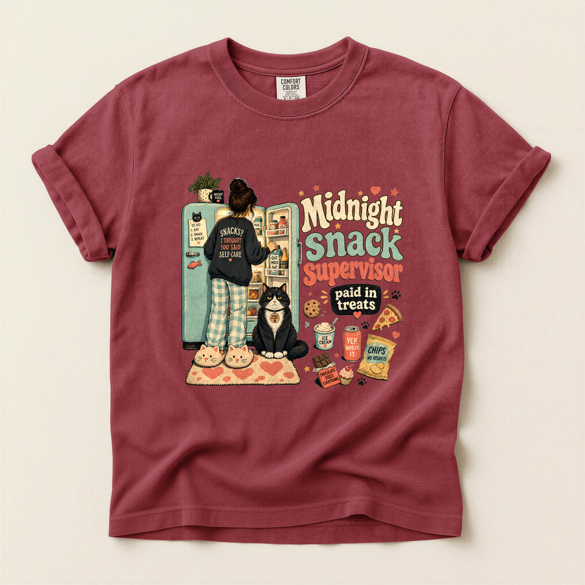 Midnight Snack Supervisor – Brick Comfort Colors tee