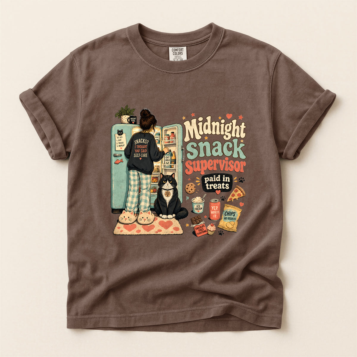 Midnight Snack Supervisor – Espresso Comfort Colors tee