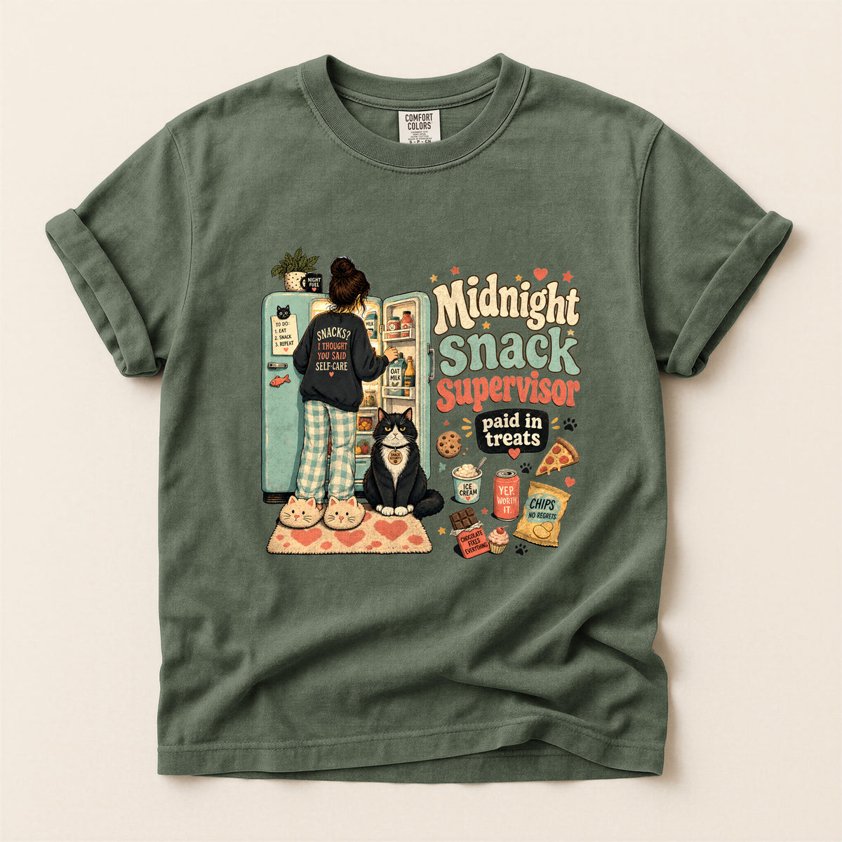 Midnight Snack Supervisor – Moss Comfort Colors tee