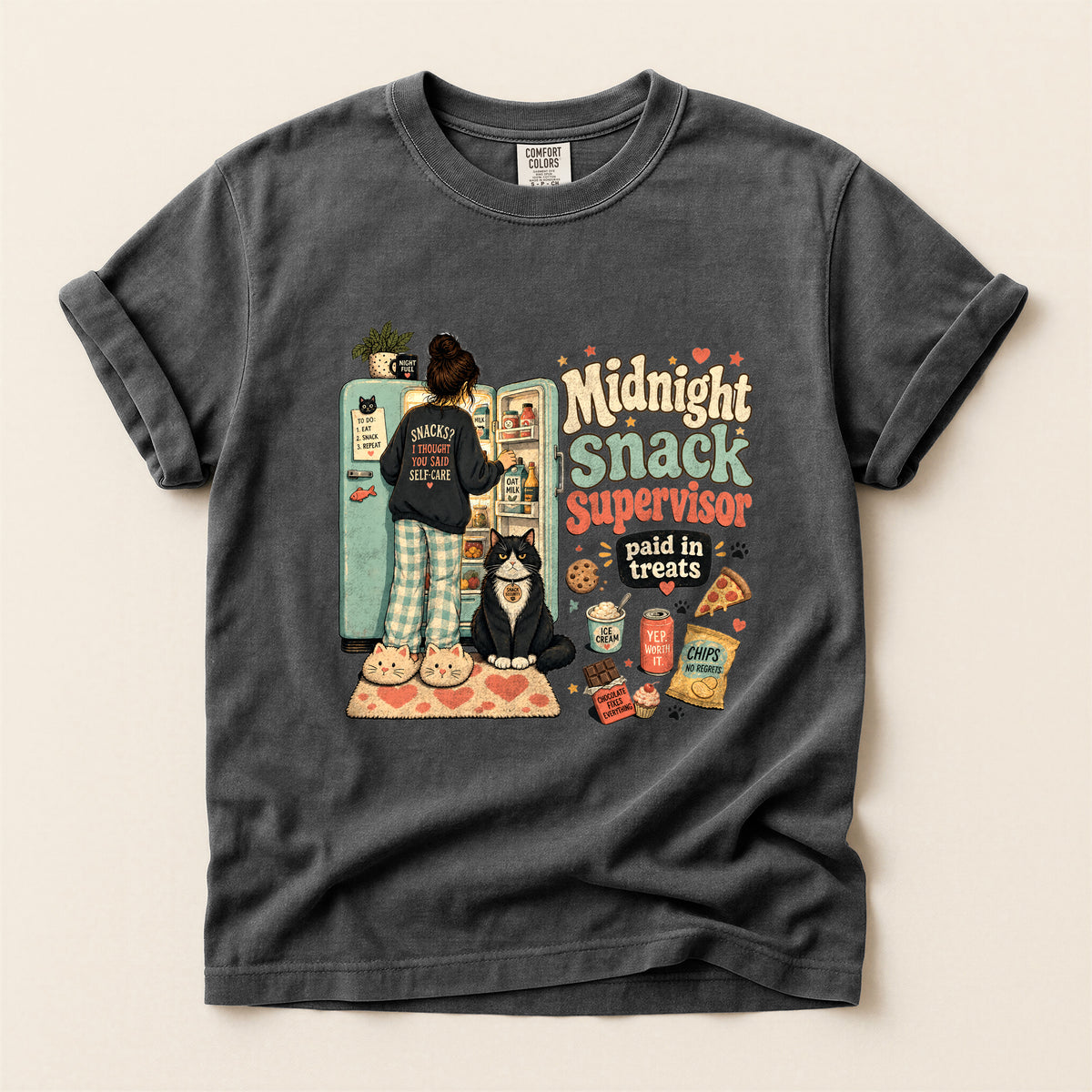 Midnight Snack Supervisor – Pepper Comfort Colors tee