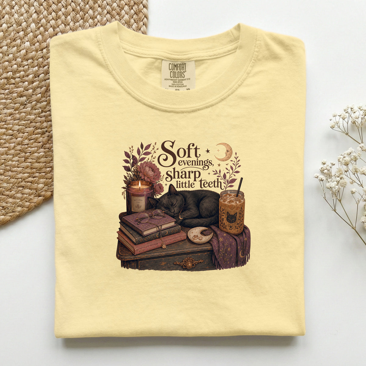 Soft Evenings Sharp Little Teeth – Butter Comfort Colors tee