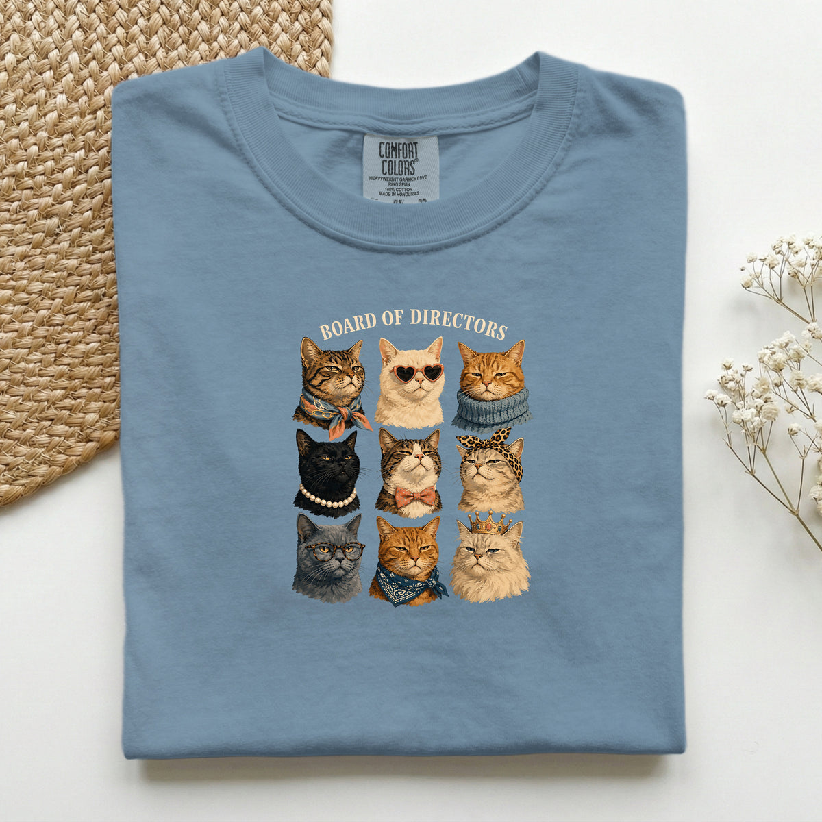 Board Of Directors graphic tee in Blue Jean, folded flat lay