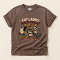 Cat Ladies Anonymous graphic tee in Espresso, folded flat lay