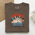 Cat Mum Club graphic tee in Espresso, folded flat lay