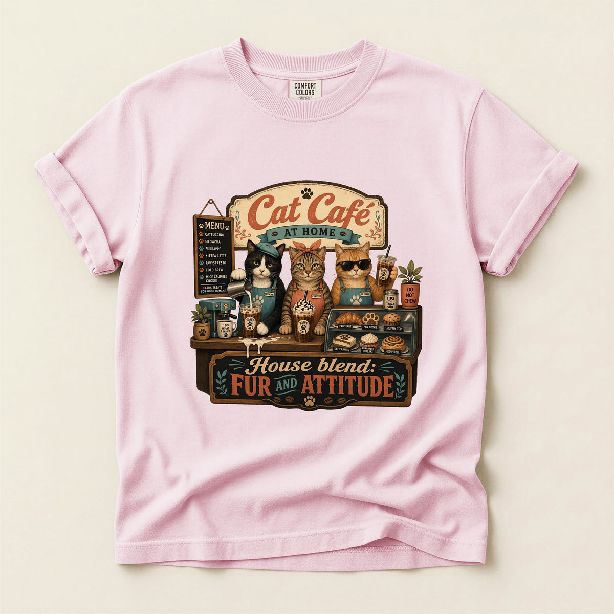 Cat Cafe At Home – Blossom Comfort Colors tee