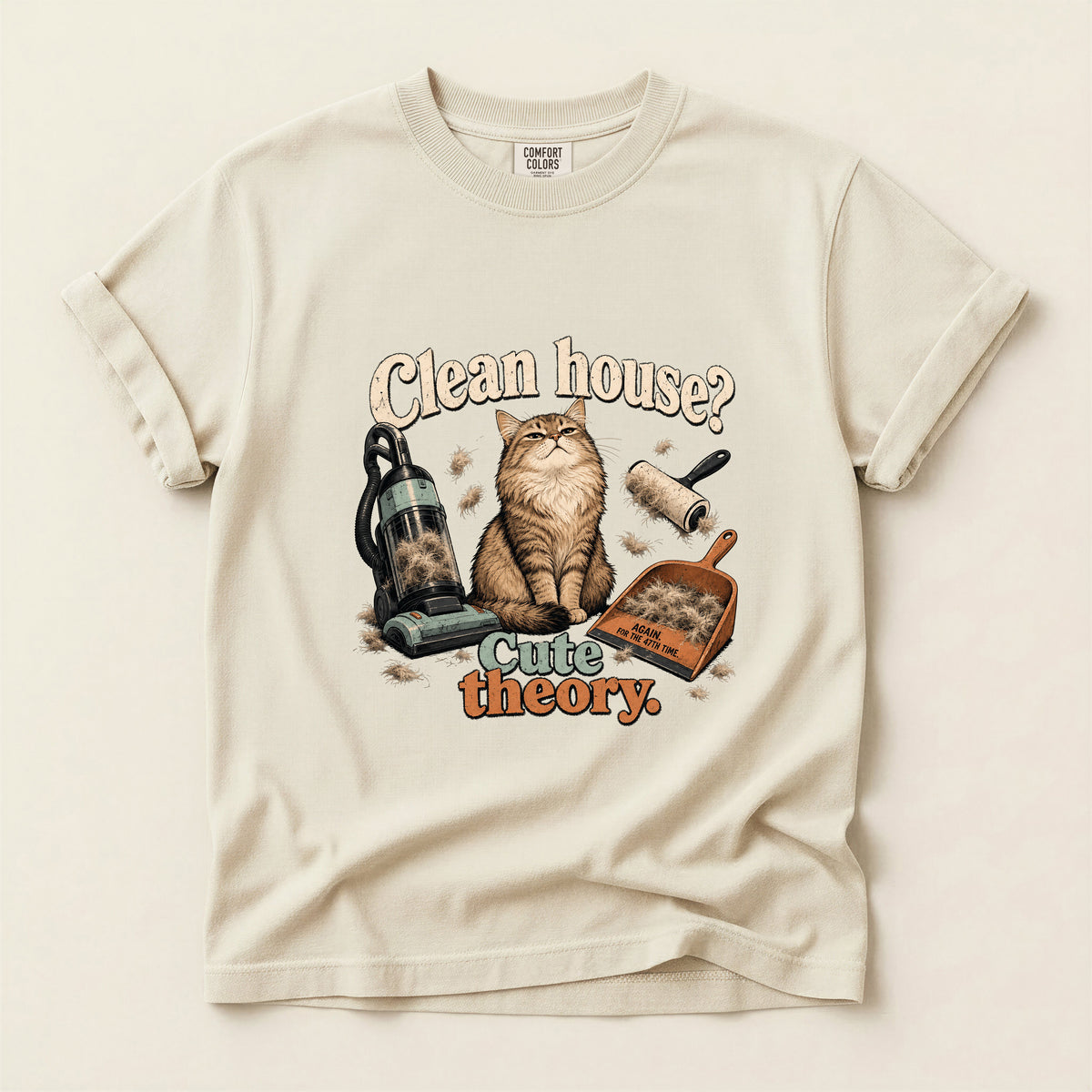 Clean House Cute Theory graphic tee in Ivory, folded flat lay