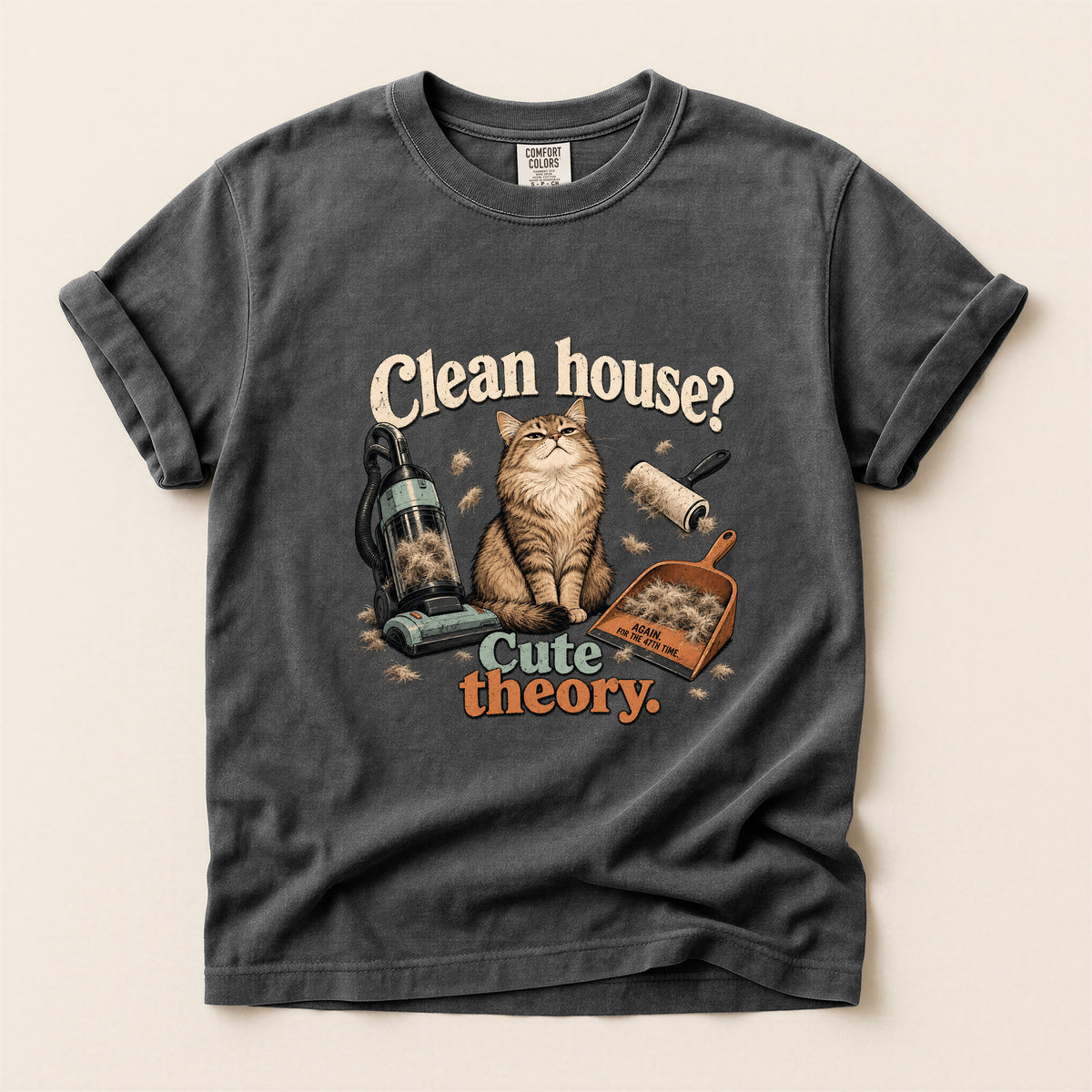 Clean House Cute Theory graphic tee in Pepper, folded flat lay