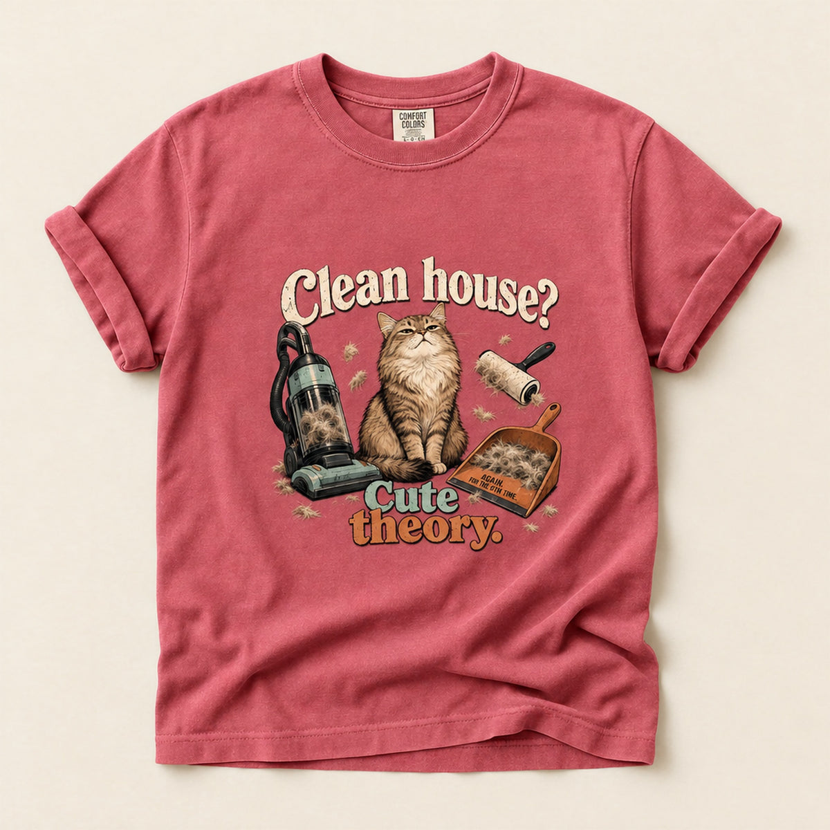 Clean House Cute Theory graphic tee in Watermelon, folded flat lay