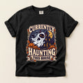 Currently Haunting This House graphic tee in Black, flat lay