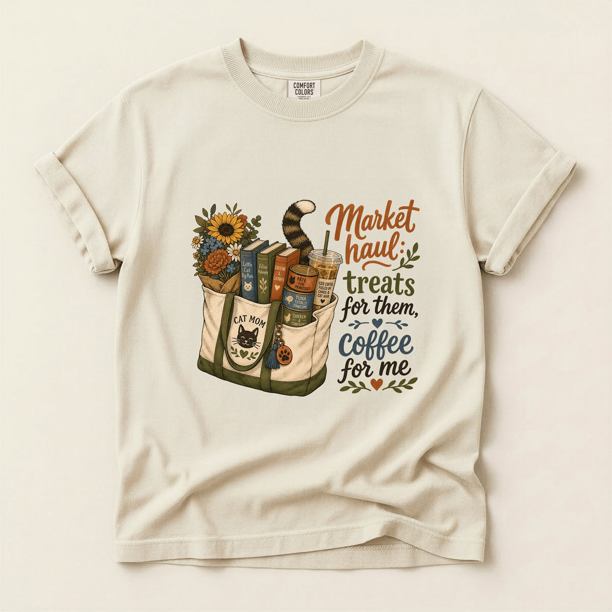 Market Haul Cat Mom – Ivory Comfort Colors tee