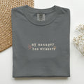 My Manager Has Whiskers graphic tee in Pepper, folded flat lay