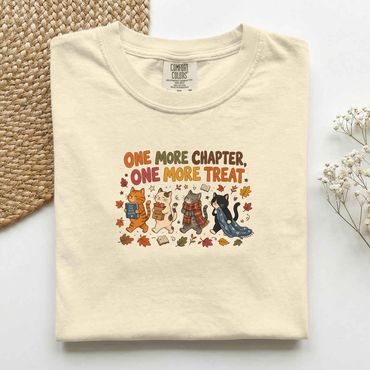 One More Chapter One More Treat graphic tee in Ivory, folded flat lay
