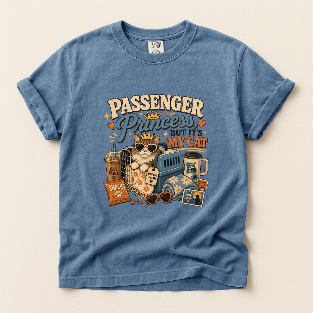 Passenger Princess graphic tee in Blue Jean, folded flat lay