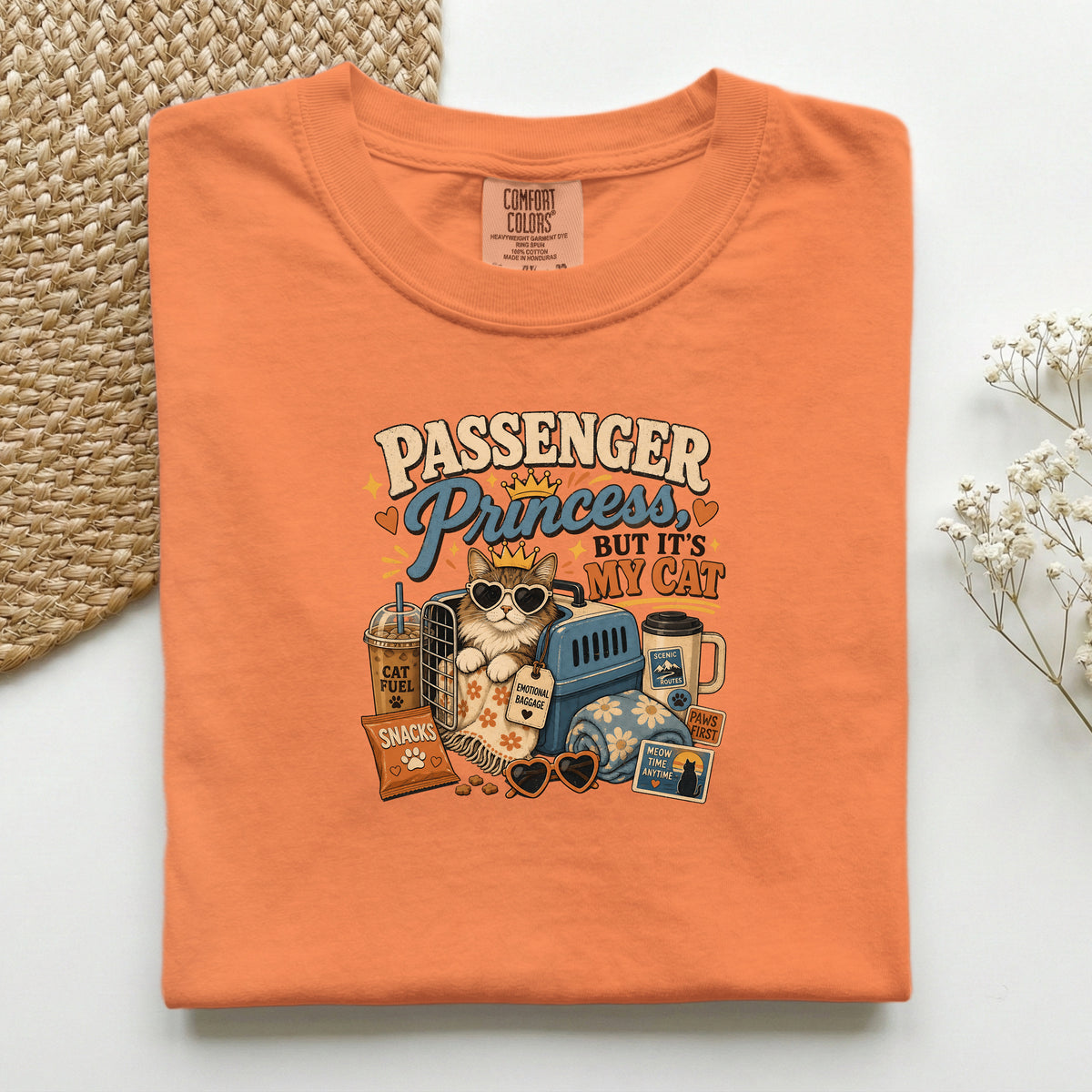 Passenger Princess graphic tee in Burnt Orange, folded flat lay