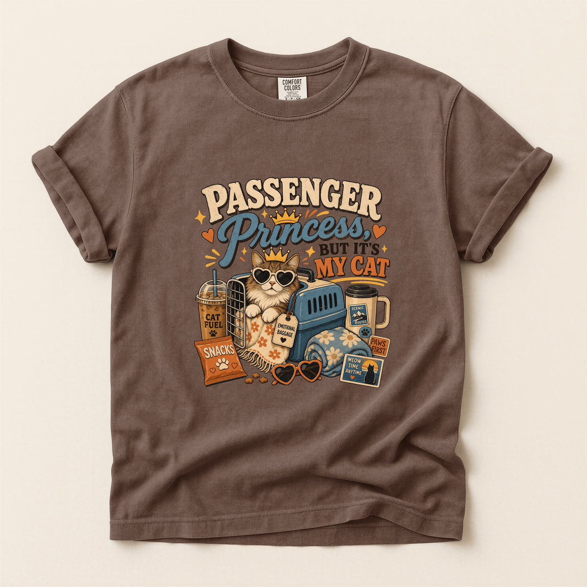 Passenger Princess graphic tee in Espresso, folded flat lay