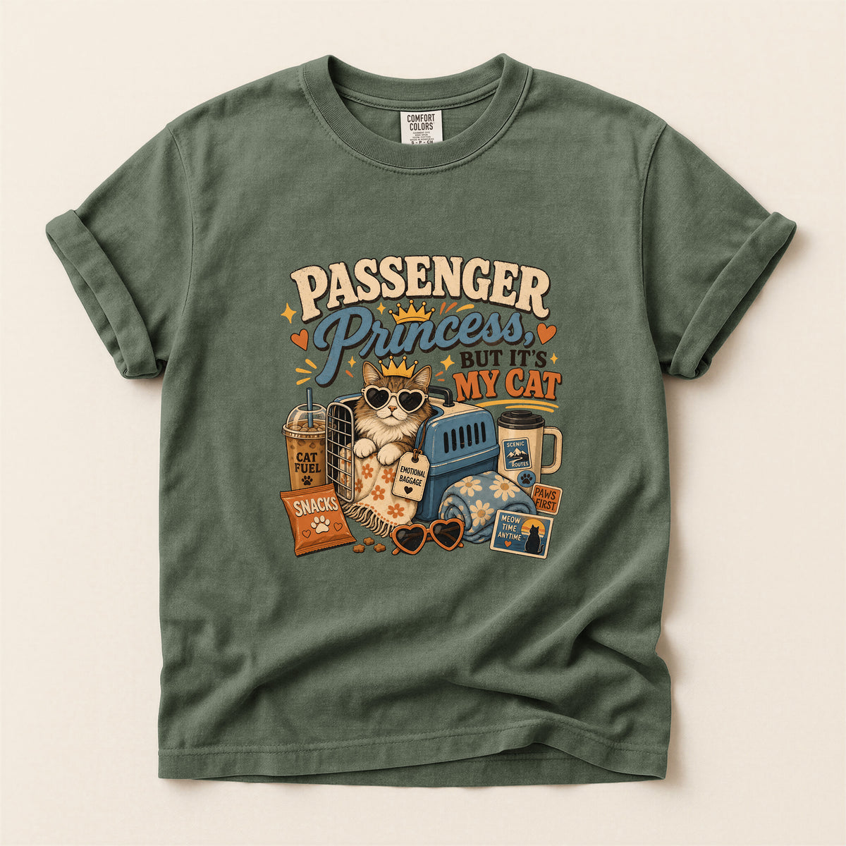 Passenger Princess graphic tee in Moss, folded flat lay