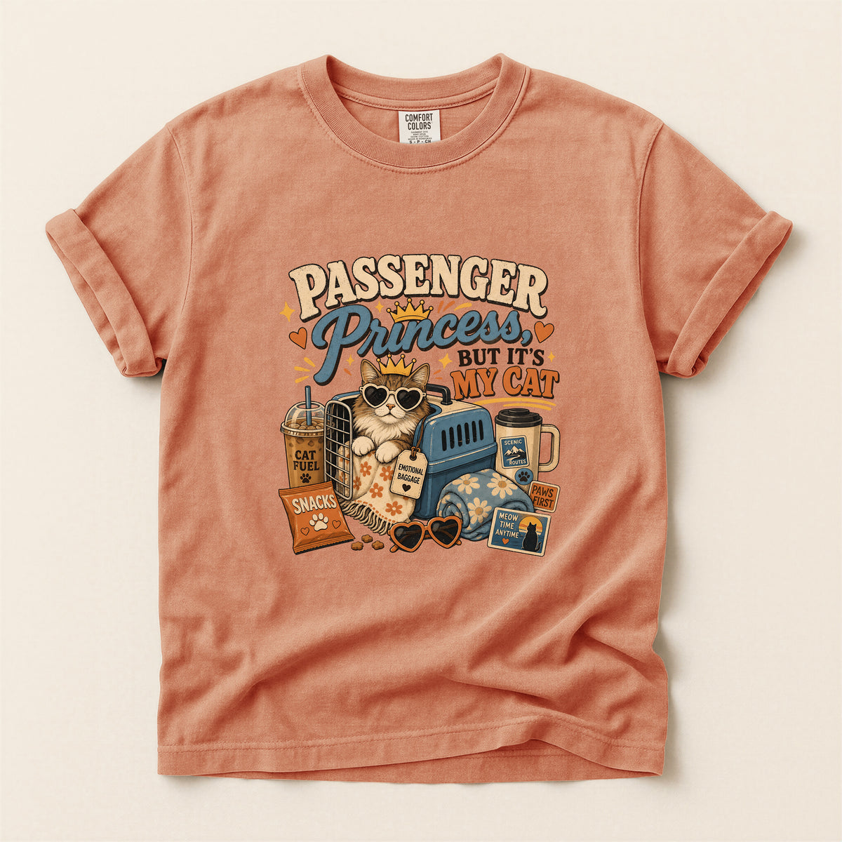 Passenger Princess graphic tee in Terracotta, folded flat lay
