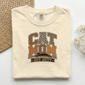Cat Mom Off Duty graphic tee in Ivory, folded flat lay