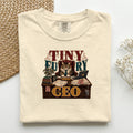 Tiny Furry CEO graphic tee in Ivory, folded flat lay