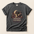 Powered By Moonlight Cat Cuddles graphic tee in Pepper, folded flat lay