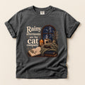 Rainy Afternoons Are For Cat Company graphic tee in Pepper, flat lay