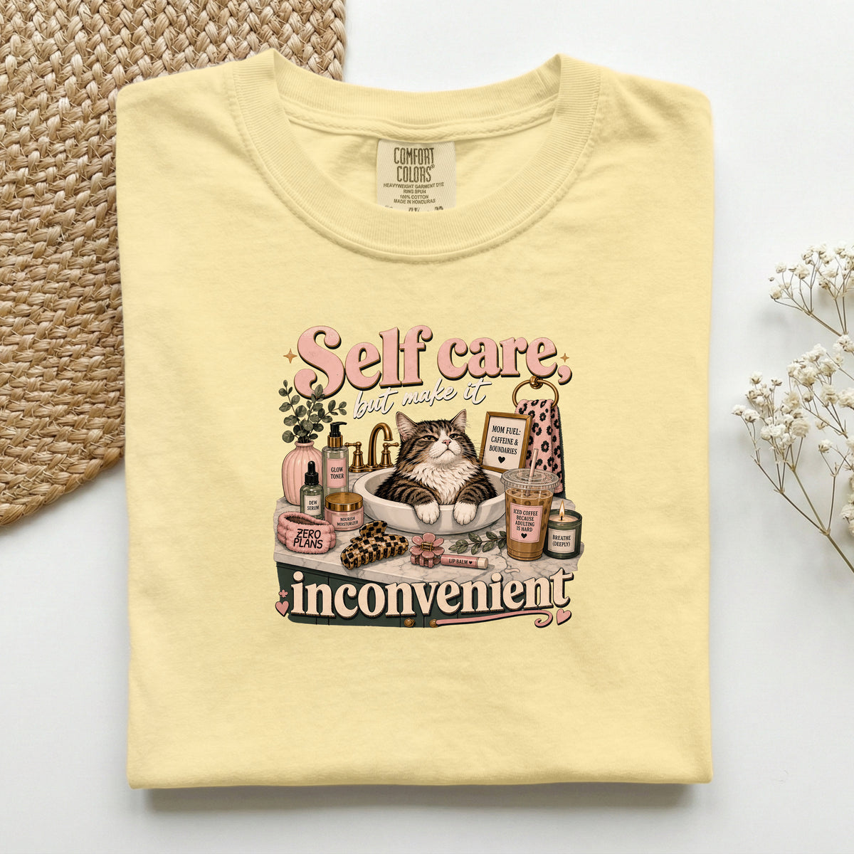 Self Care Inconvenient – Butter Comfort Colors tee