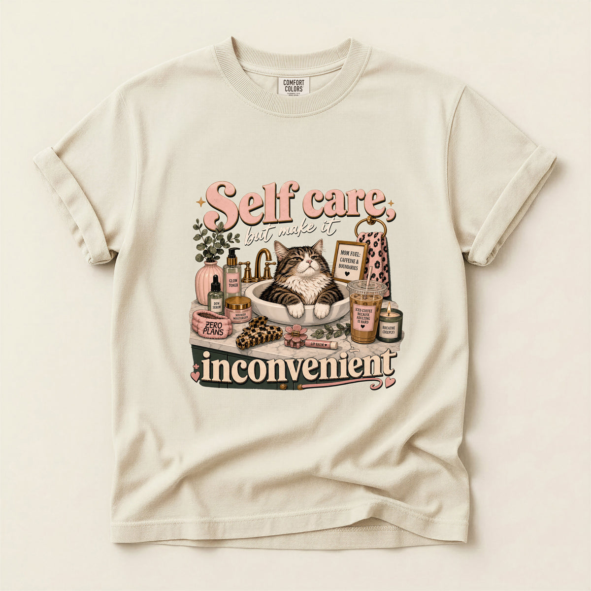 Self Care Inconvenient – Ivory Comfort Colors tee
