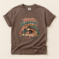 Adult Sleepover With My Cat graphic tee in Espresso, folded flat lay