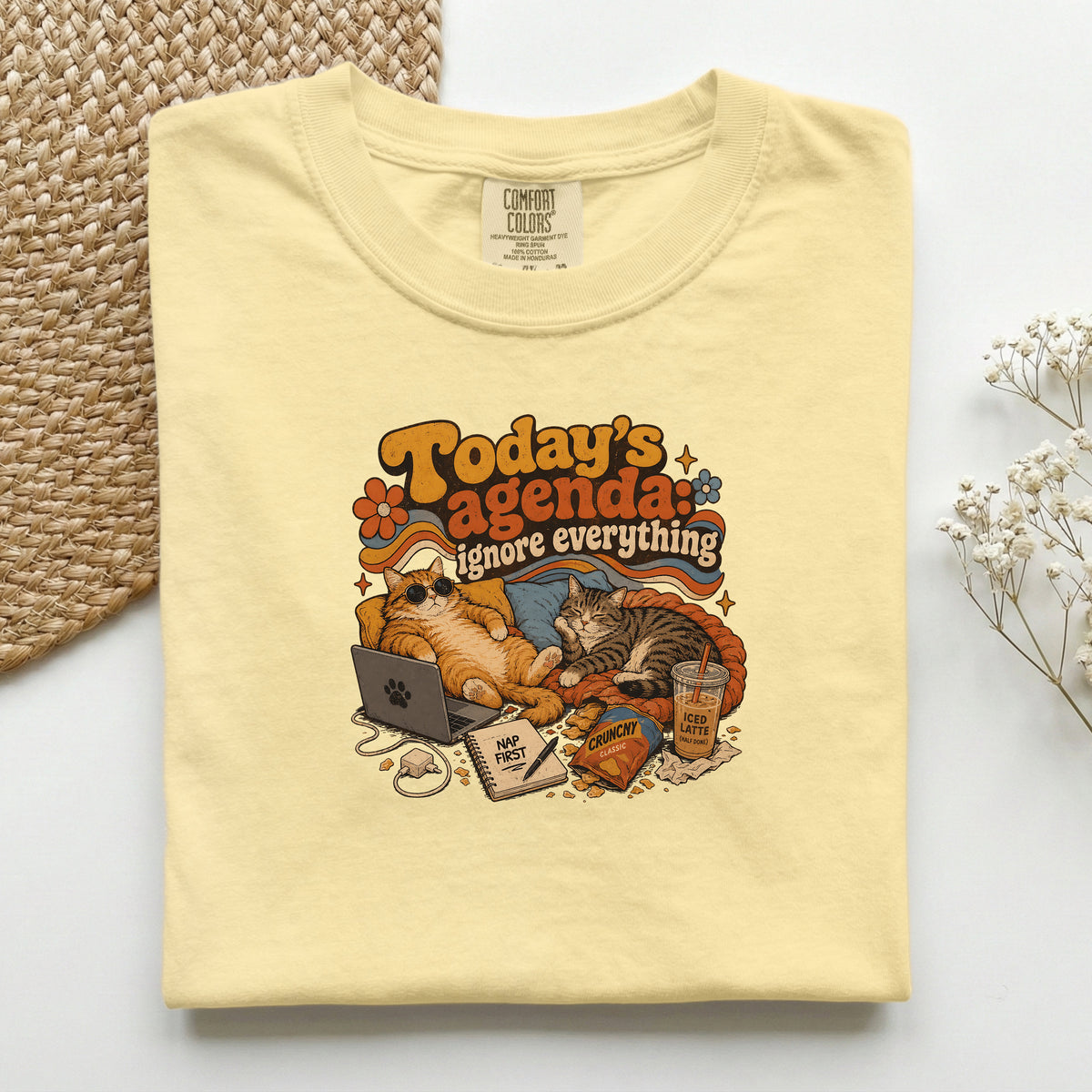 Today's Agenda Ignore Everything – Butter Comfort Colors tee