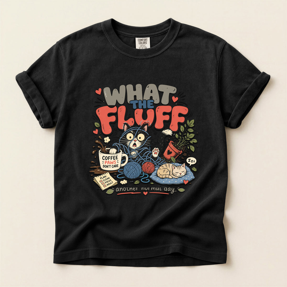 What The Fluff graphic tee in Black, folded flat lay