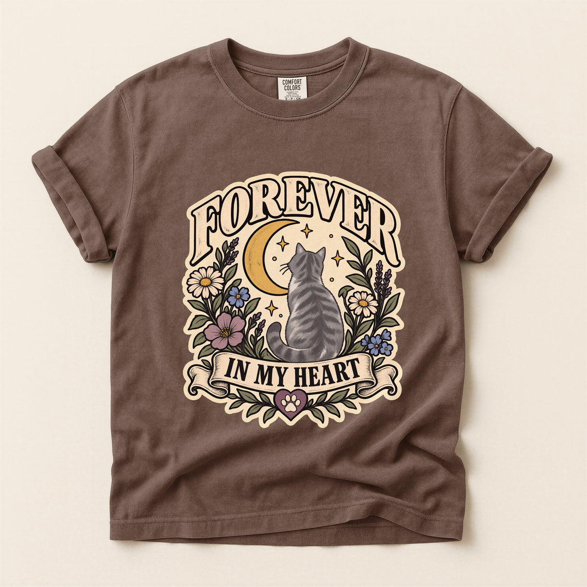 Forever in My Heart graphic tee in Espresso, flat lay