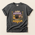 Low Power, Needs a Sunbeam graphic tee in Pepper, flat lay