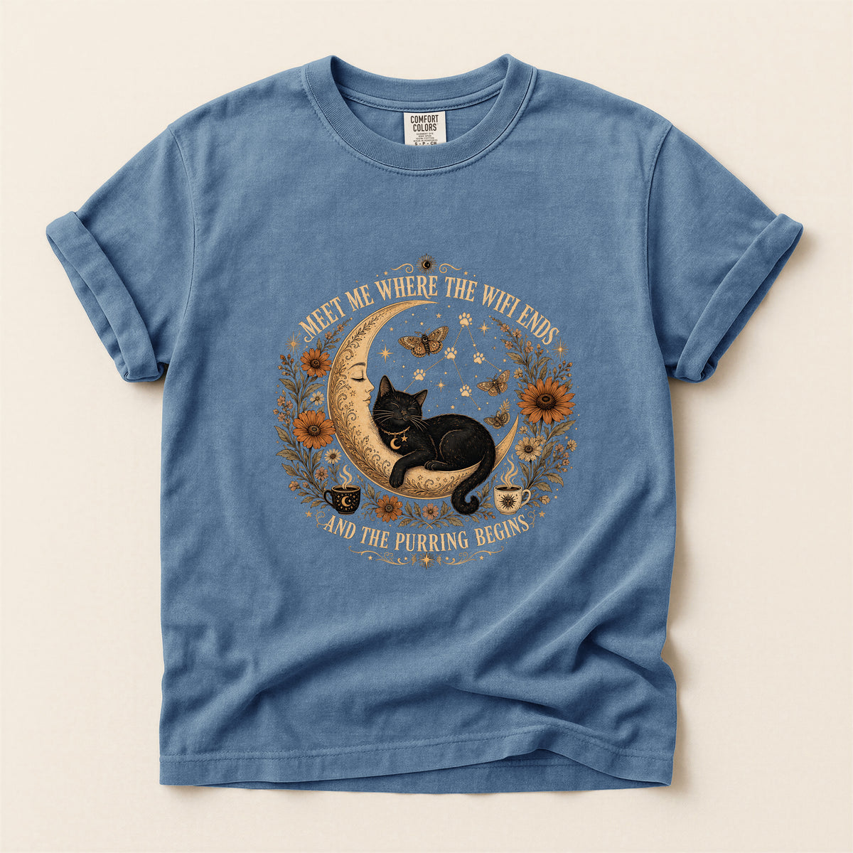 Meet Me Where The Wifi Ends Comfort Colors tee in Blue Jean