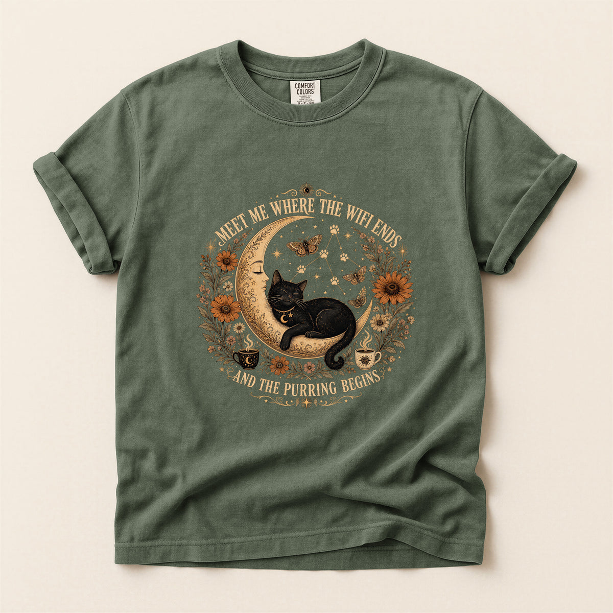 Meet Me Where The Wifi Ends Comfort Colors tee in Moss